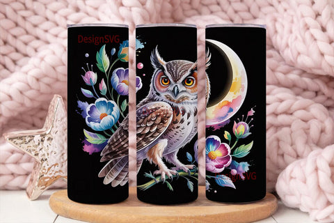 Magical Nebula Owl 20oz Tumbler Wrap Sublimation DesignSVG 