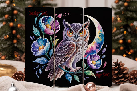 Magical Nebula Owl 20oz Tumbler Wrap Sublimation DesignSVG 