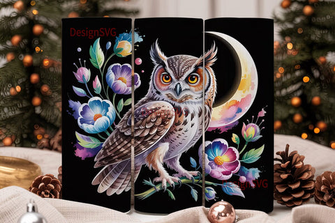 Magical Nebula Owl 20oz Tumbler Wrap Sublimation DesignSVG 