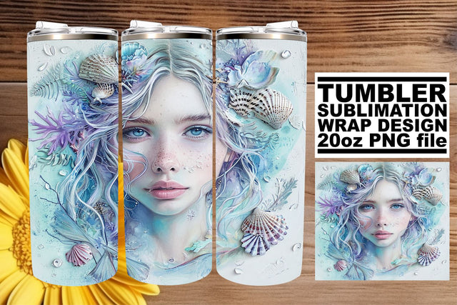 Magical Oceanic Siren Tumbler Graphics Bundle Sublimation afrosvg 
