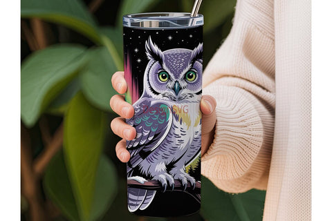 Magical Owl Aurora 20oz Tumbler Wrap Sublimation DesignSVG 