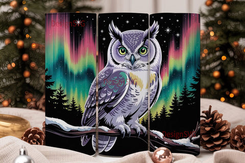 Magical Owl Aurora 20oz Tumbler Wrap Sublimation DesignSVG 