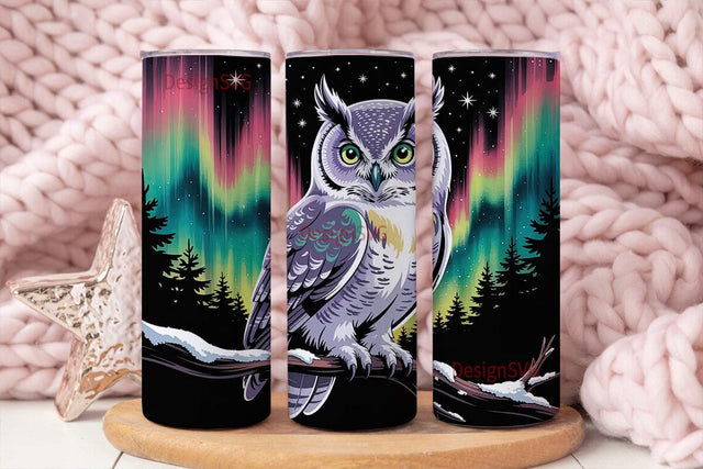 Magical Owl Aurora 20oz Tumbler Wrap Sublimation DesignSVG 