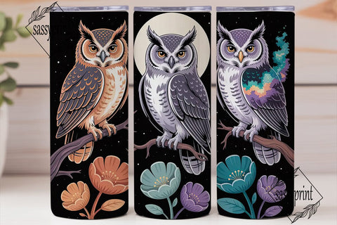 Magical Owl Trio 20oz Tumbler Wrap Sublimation sassyprint 