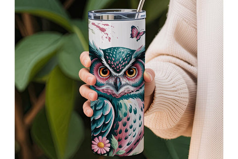 Magical Owl Tumbler Wrap PNG Sublimation DesignSVG 