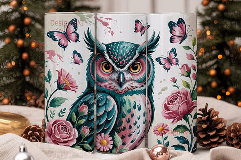Magical Owl Tumbler Wrap PNG Sublimation DesignSVG 
