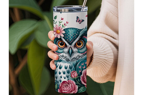 Magical Owl Tumbler Wrap PNG Sublimation DesignSVG 