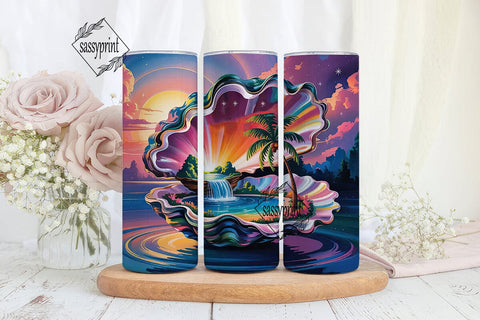 Magical Oyster Island 20oz Tumbler Wrap Sublimation sassyprint 