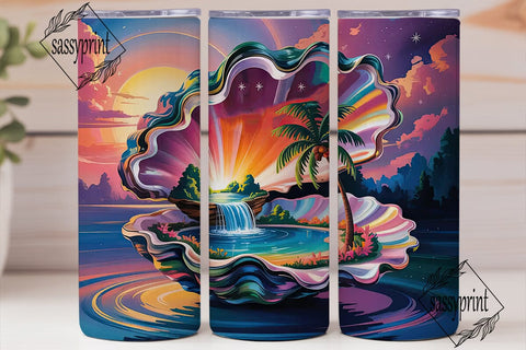 Magical Oyster Island 20oz Tumbler Wrap Sublimation sassyprint 