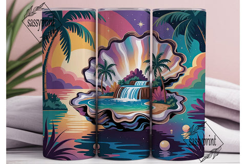 Magical Oyster Island 20oz Tumbler Wrap Sublimation sassyprint 