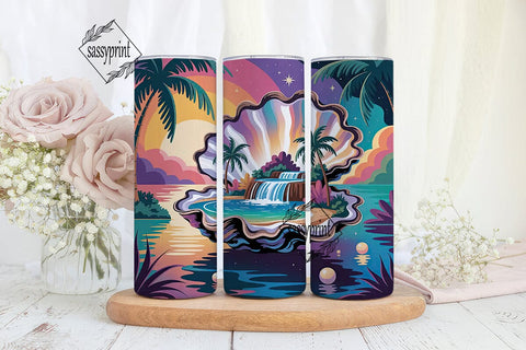 Magical Oyster Island 20oz Tumbler Wrap Sublimation sassyprint 