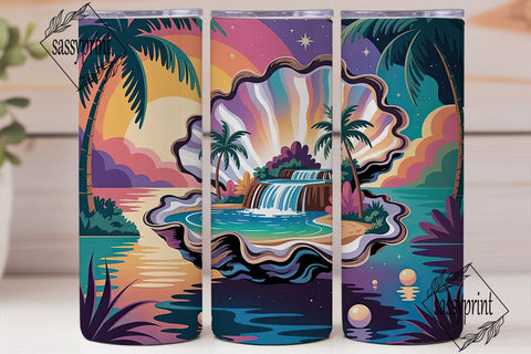 Magical Oyster Island 20oz Tumbler Wrap Sublimation sassyprint 