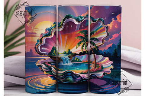 Magical Oyster Island 20oz Tumbler Wrap Sublimation sassyprint 