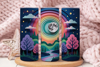 Magical Paper Cut Landscape Tumbler Wrap Sublimation DesignSVG 