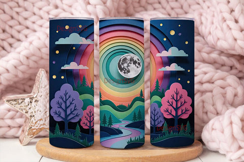 Magical Paper Cut Landscape Tumbler Wrap Sublimation DesignSVG 