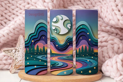 Magical Paper Cut Landscape Tumbler Wrap Sublimation DesignSVG 