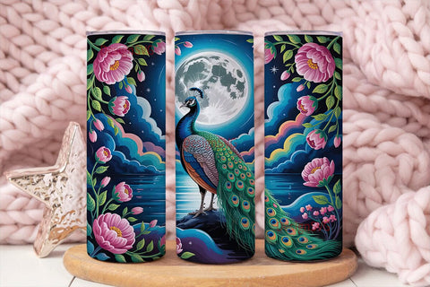 Magical Peacock 20oz Tumbler Wrap Sublimation DesignSVG 