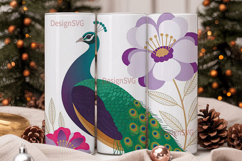Magical Peacock 20oz Tumbler Wrap Sublimation DesignSVG 