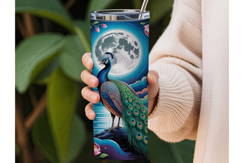Magical Peacock 20oz Tumbler Wrap Sublimation DesignSVG 