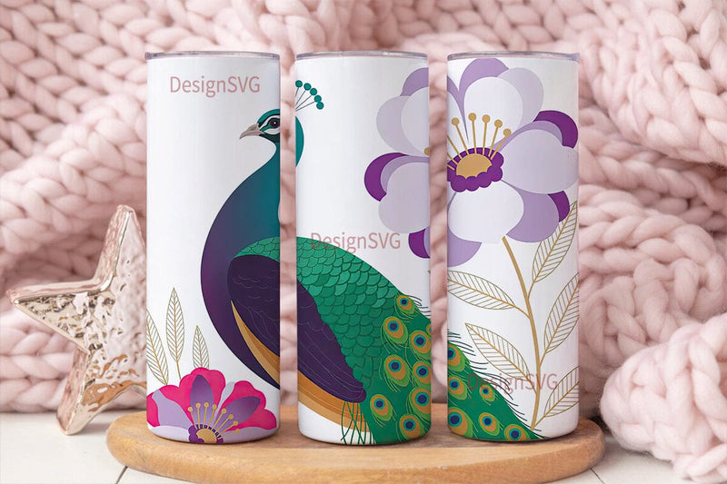 Magical Peacock 20oz Tumbler Wrap Sublimation DesignSVG 