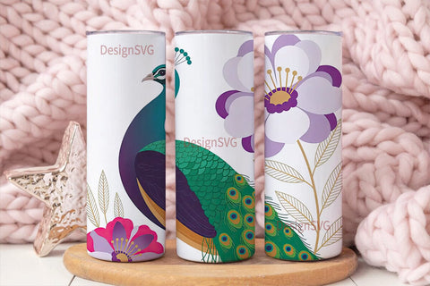 Magical Peacock 20oz Tumbler Wrap Sublimation DesignSVG 