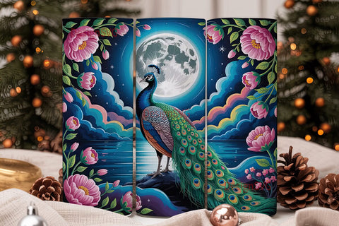 Magical Peacock 20oz Tumbler Wrap Sublimation DesignSVG 