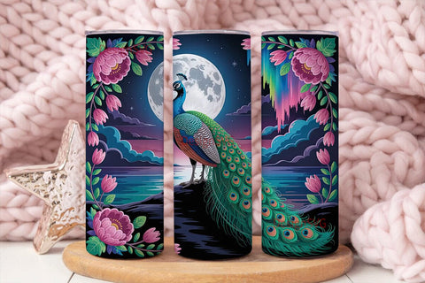 Magical Peacock 20oz Tumbler Wrap Sublimation DesignSVG 