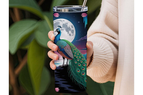 Magical Peacock 20oz Tumbler Wrap Sublimation DesignSVG 