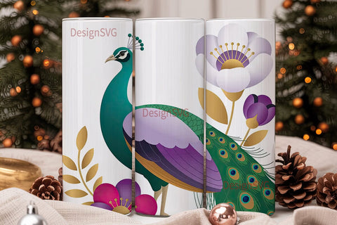 Magical Peacock 20oz Tumbler Wrap Sublimation DesignSVG 