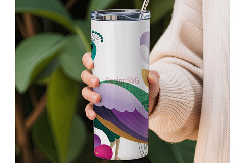 Magical Peacock 20oz Tumbler Wrap Sublimation DesignSVG 
