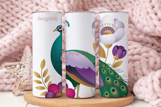 Magical Peacock 20oz Tumbler Wrap Sublimation DesignSVG 