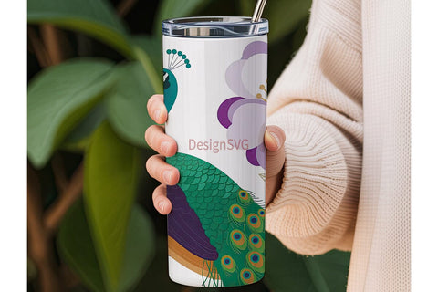 Magical Peacock 20oz Tumbler Wrap Sublimation DesignSVG 