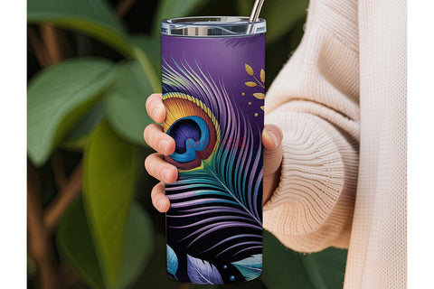 Magical Peacock Feathers 20oz Tumbler Sublimation DesignSVG 