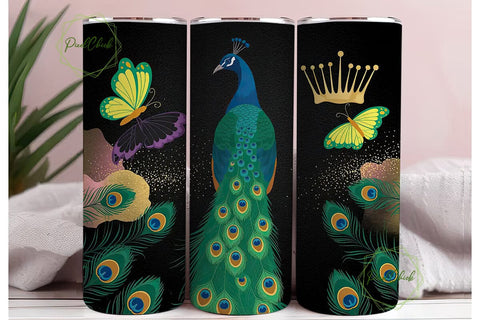 Magical Peacock Glitter 20oz Tumbler Sublimation PixelChick 