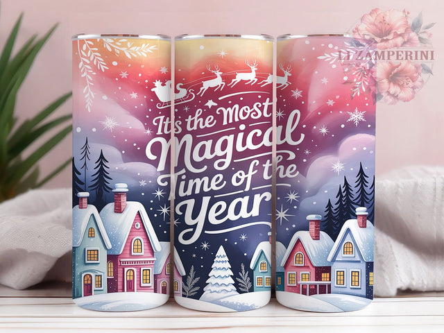 Magical Pink Christmas Tumbler, Magical Holiday Wrap, Festive Mug Design, Sublimation Wrap, Winter Drinkware, Cute Christmas Gift, Sparkly Holiday Cup Sublimation Li Zamperini 