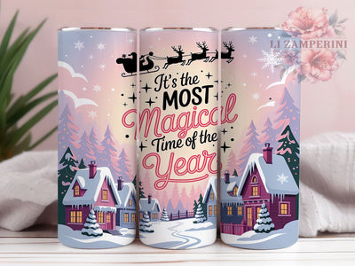 Magical Pink Christmas Tumbler, Magical Holiday Wrap, Festive Mug Design, Sublimation Wrap, Winter Drinkware, Cute Christmas Gift, Sparkly Holiday Cup Sublimation Li Zamperini 