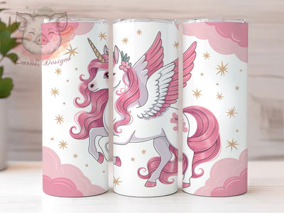 Magical Pink Unicorn Tumbler, Cute Girls, Magical Wrap, Sublimation Art, 20oz Tumbler, Bold Pattern, Stylish Theme Sublimation Lara' s Designs 
