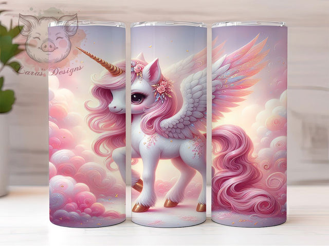 Magical Pink Unicorn Tumbler, Cute Girls, Magical Wrap, Sublimation Art, 20oz Tumbler, Bold Pattern, Stylish Theme Sublimation Lara' s Designs 