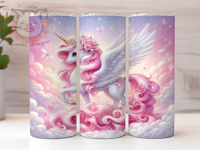 Magical Pink Unicorn Tumbler, Cute Girls, Magical Wrap, Sublimation Art, 20oz Tumbler, Bold Pattern, Stylish Theme Sublimation Lara' s Designs 