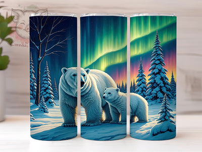 Magical Polar Bear Northern Lights Tumbler, Northern Lights Design, 20oz Tumbler Wrap, Sublimation Tumbler, Magical Tumbler Art, Bear Sublimation Design, Winter Tumbler Design Sublimation Lara' s Designs 