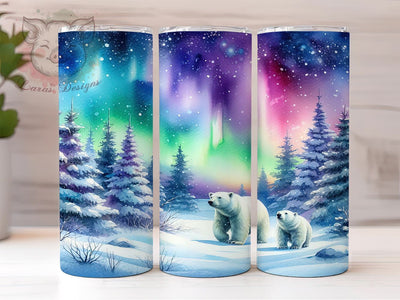 Magical Polar Bear Northern Lights Tumbler, Northern Lights Design, 20oz Tumbler Wrap, Sublimation Tumbler, Magical Tumbler Art, Bear Sublimation Design, Winter Tumbler Design Sublimation Lara' s Designs 