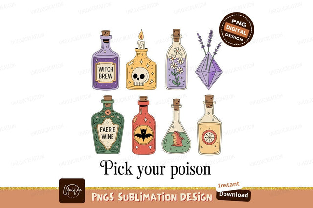 Magical potions and mystical brews bottle witch Sublimation Designangry 