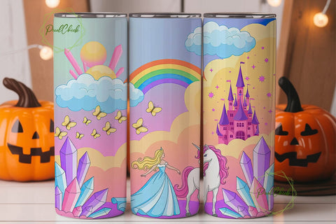 Magical Princess Unicorn Tumbler Wrap Sublimation PixelChick 