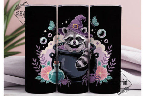 Magical Raccoon Witch 20oz Tumbler Wrap Sublimation sassyprint 