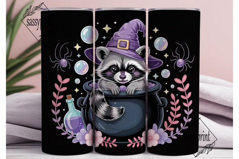 Magical Raccoon Witch 20oz Tumbler Wrap Sublimation sassyprint 