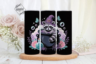 Magical Raccoon Witch 20oz Tumbler Wrap Sublimation sassyprint 