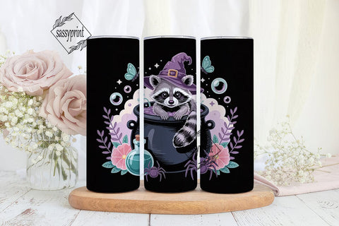 Magical Raccoon Witch 20oz Tumbler Wrap Sublimation sassyprint 