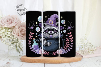 Magical Raccoon Witch 20oz Tumbler Wrap Sublimation sassyprint 