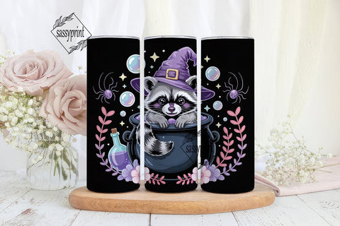 Magical Raccoon Witch 20oz Tumbler Wrap Sublimation sassyprint 