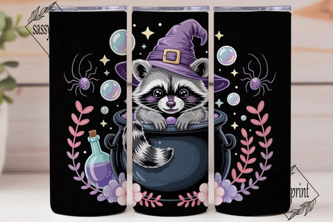 Magical Raccoon Witch 20oz Tumbler Wrap Sublimation sassyprint 